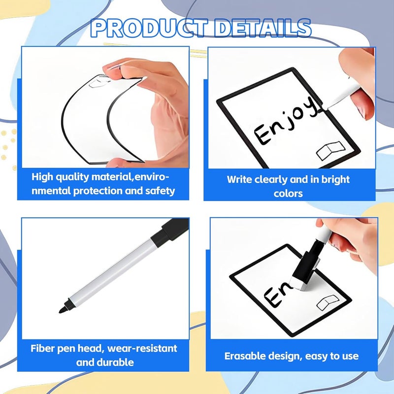 Zikoos 50pcs Multifunctional Tokens Dry Erase Index Cards with 1pc Storage Box 5 Pcs Dry Erase Markers 6pcs Blank Dice and 2pc Glasses Cleaning Cloth, Reusable Blank Playing Cards Dry Erase Tokens for Game - Image 3